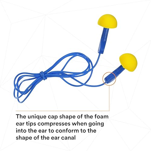 Miniatura 4 de 3M E-A-R EXPRESS Tapones para los oídos 311-1114, con cable, empuñaduras azules, paquete de almohada, paquete de 100 unidades