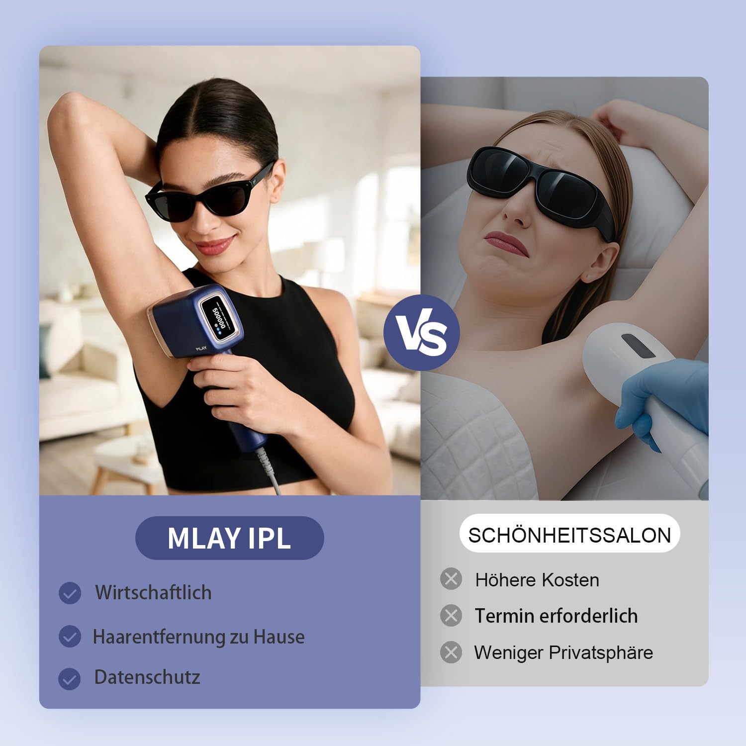 MLAY Laser IPL Geräte Haarentfernung - Leuchtet zweimal pro Sekunde auf 3-in-1 Kit Präzise Haarentfernung für jeden Teil Hair with Freezer Function Laser Hair Removal for Men, Women