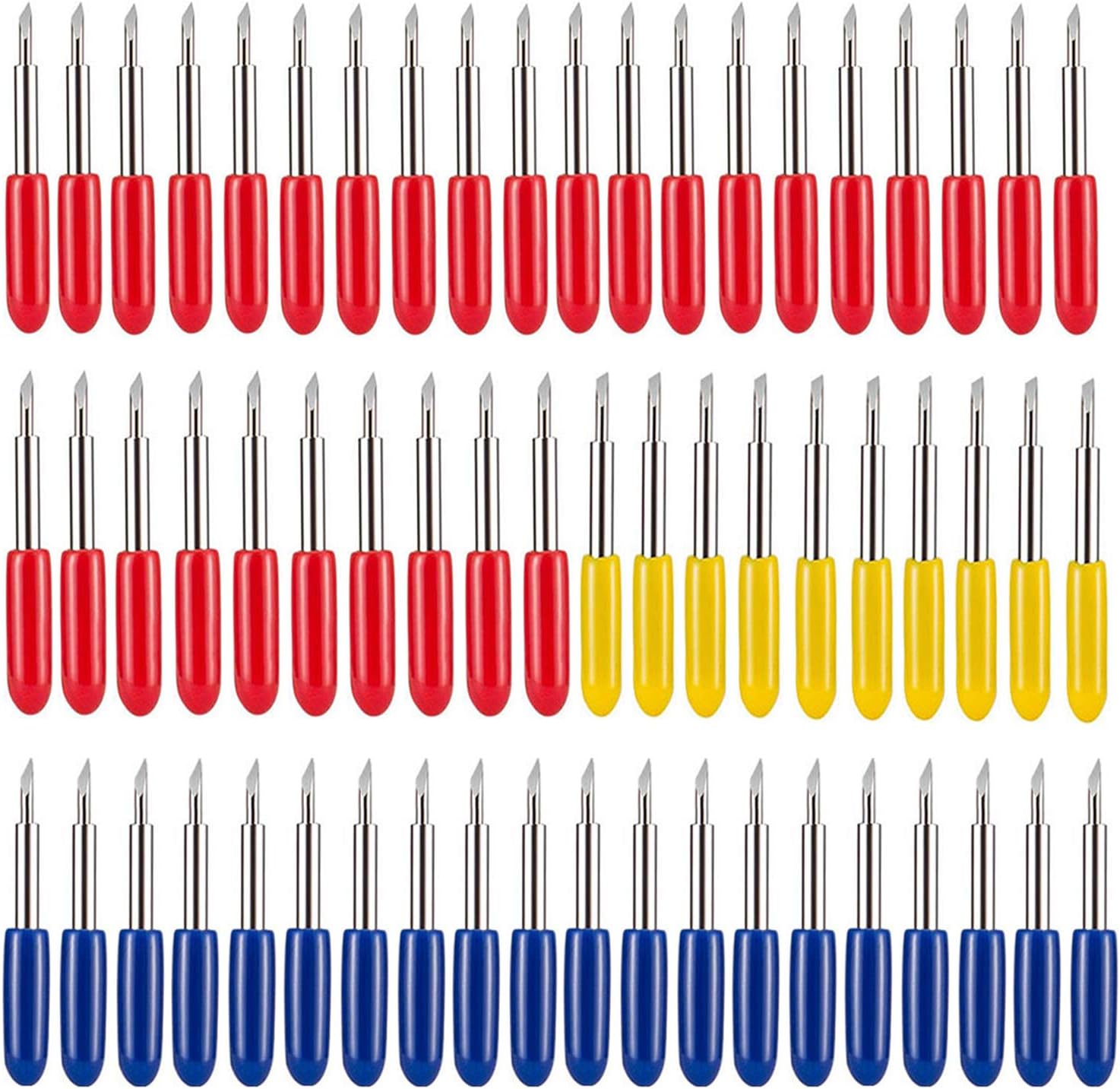EVISWIY 60PCS Blades for Cricut Explore Air/Air 2 Maker Expression 30PCS 45° Standard + 10 PCS 30°+ 20PCS 60° Deep Cut Vinyl Fabric Cutting Blades for Cricut Replacements