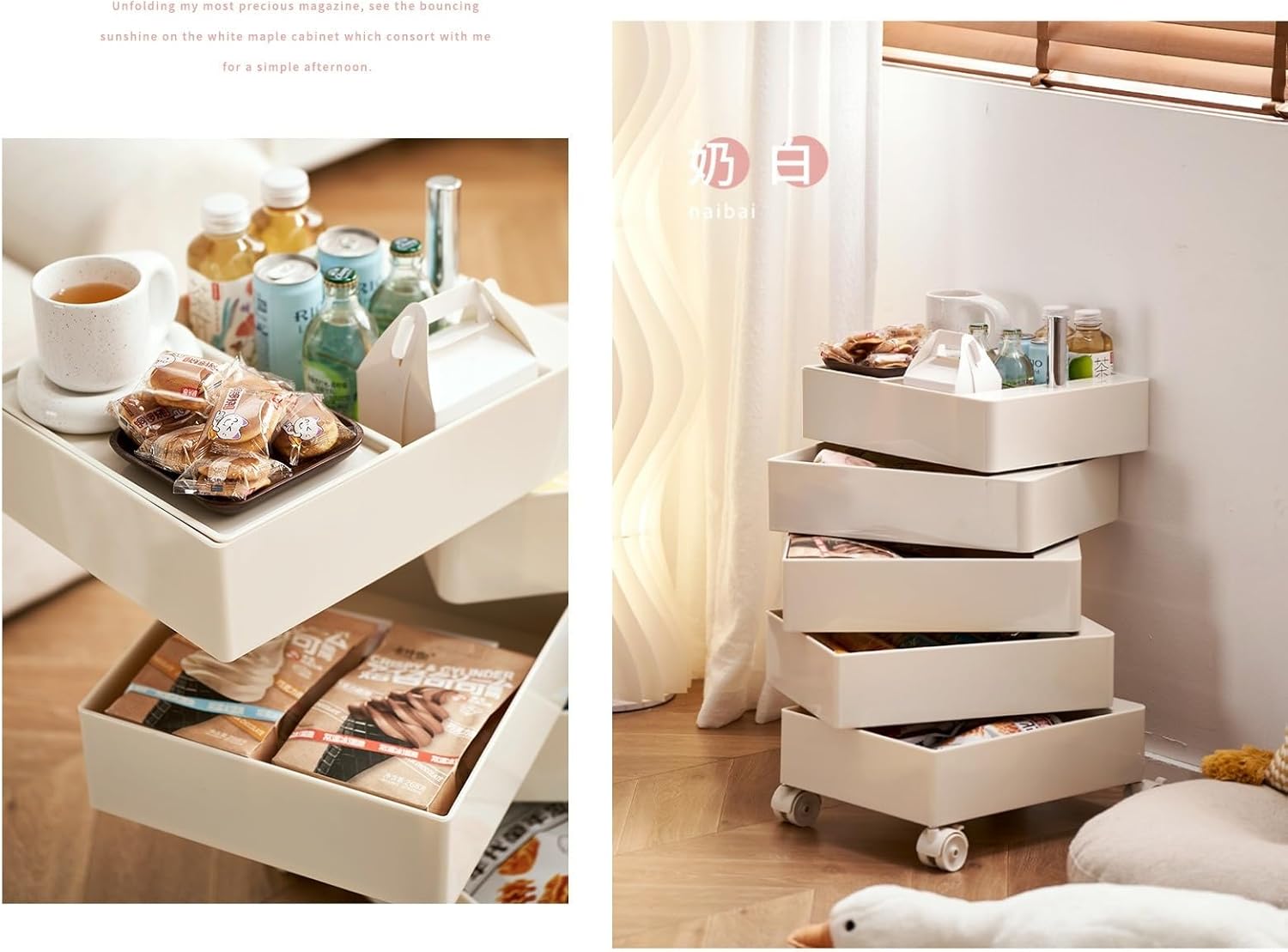 360°CONTAINER 5 drawers ホワイト/ホワイトキャスター H720mm