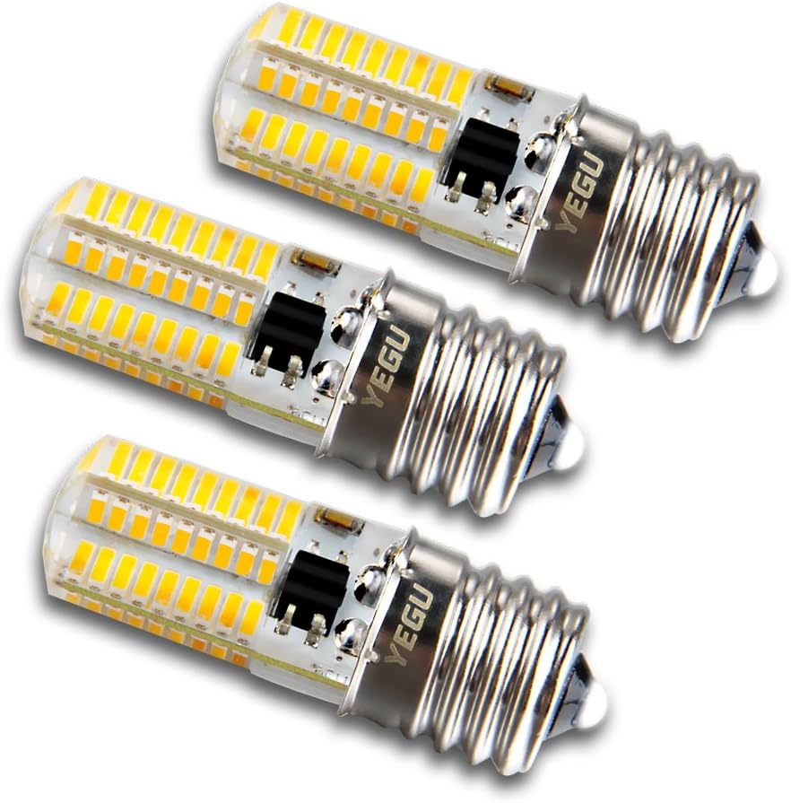 E17 Led Bulb, YEGU Microwave Oven Light Dimmable 4 Watt Warm White 3000K, Low Power Consumption, Long Lifespan,360LM,Silicone AC110-130V for Range Hood, Stove,Freezer, cabinet (3 Pack)