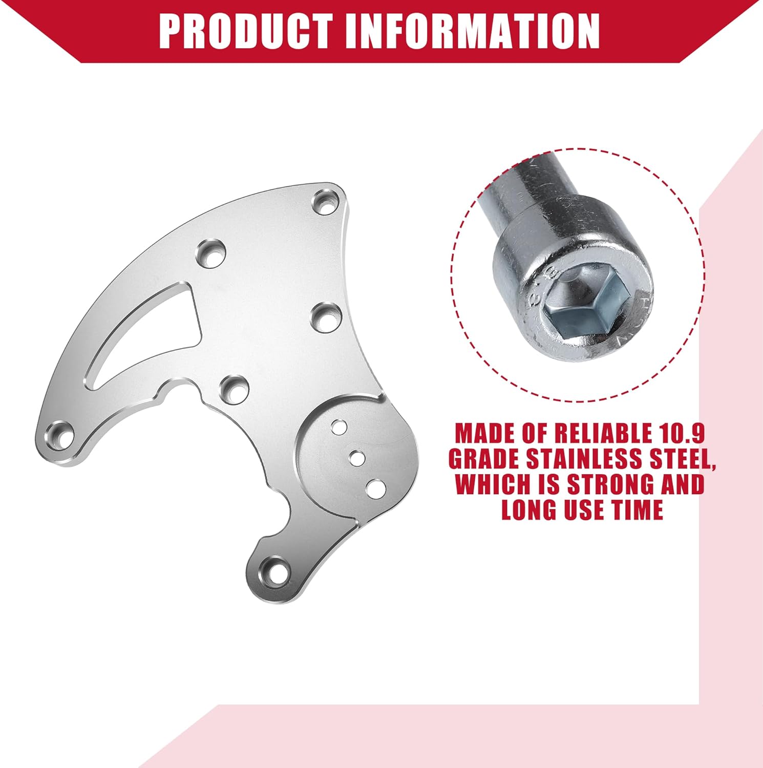A/C Bracket for GM R4 Compressor 1988-1995/ Front/Truck A/C Compressor for R4 LS/Aluminum / 1 Set Silver Tone