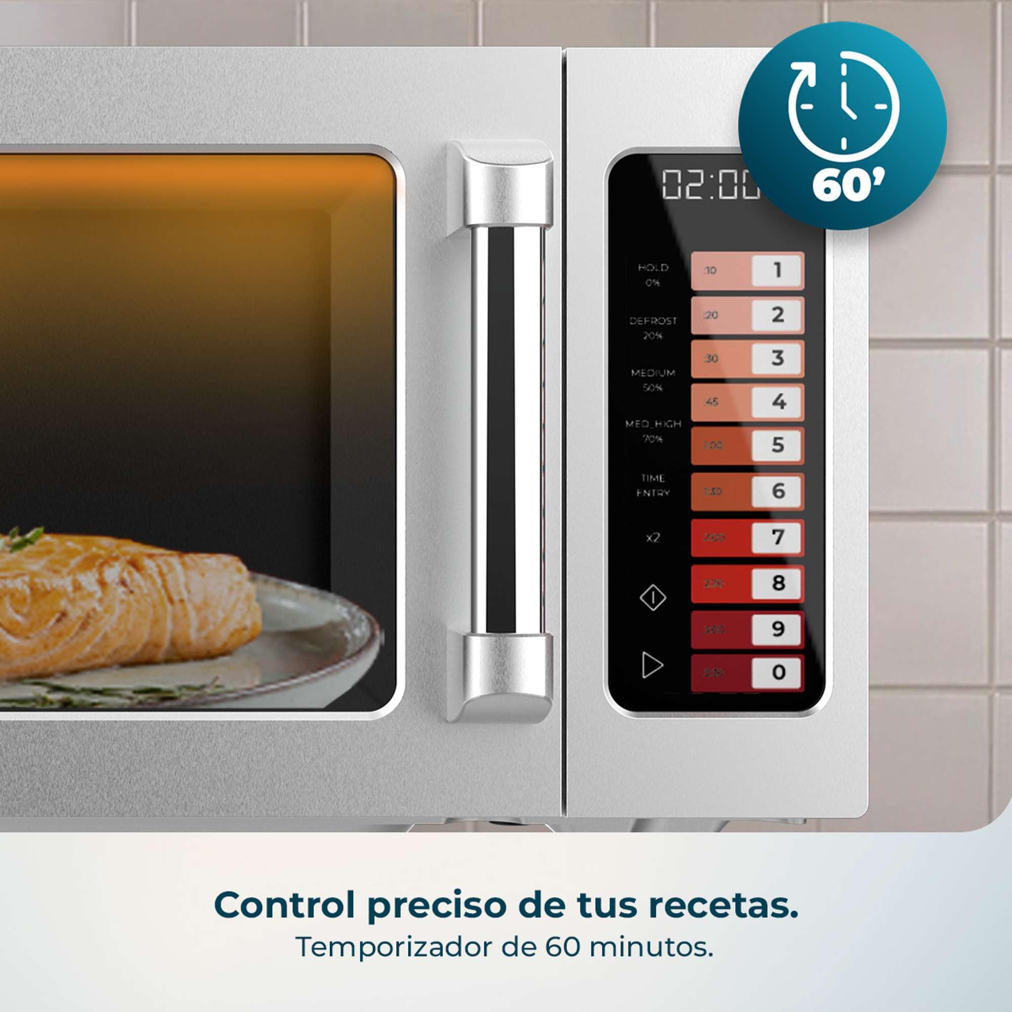 Cecotec Microondas sin Plato Profesional - 25L - FlatPro 2500 Touch. 1000W, Magnetrón, Botones Táctiles, Temporizador 60min, 100 Programas, Potencia Regulable, Descongelado Uniforme, Aviso, Inox
