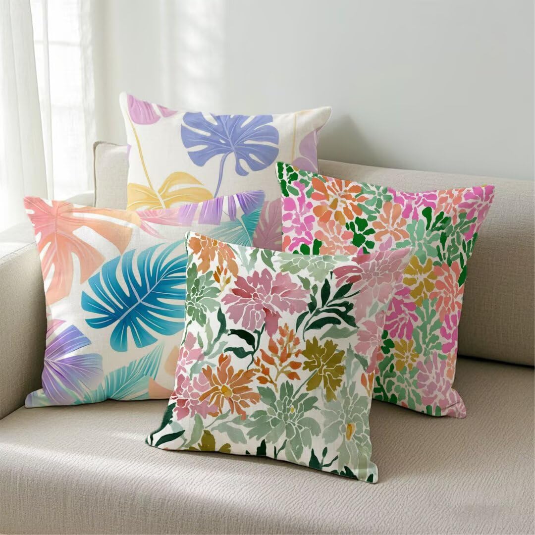 Fundas Cojines 40x40 cm Exterior Cojines Bohemia Fundas de Almohada Juego de 4, Cuadrados Funda Cojin Rosa Almohadas con Cremallera, Sofa Cama Decorativos para Hogar, Jardín, Salón y Dormitorio Ym39