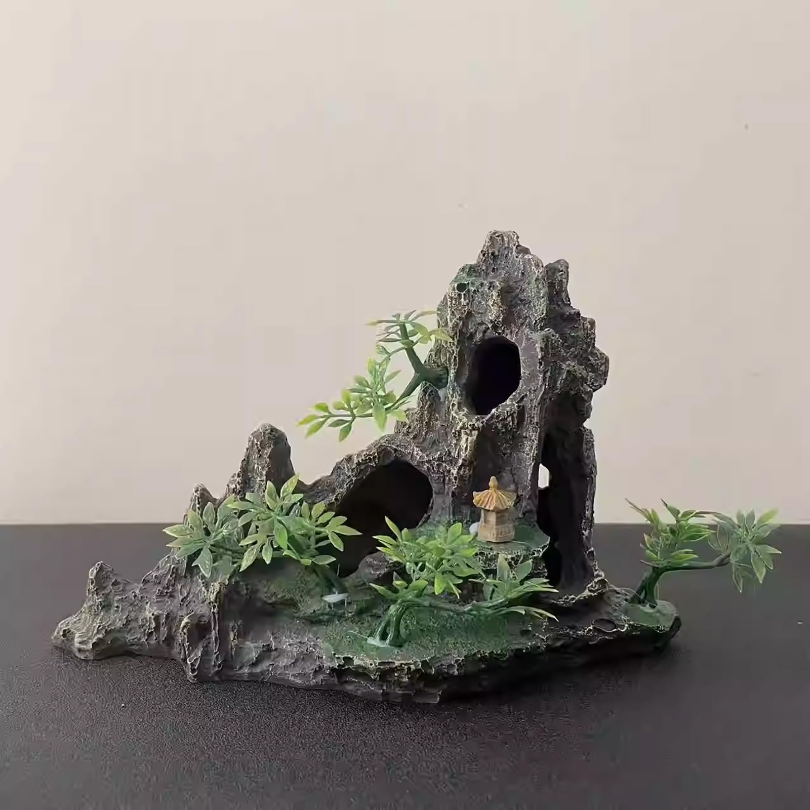 Decorazione per acquario, decorazione ciotola per pesci, facile da installare, mini parete di roccia per Betta, ciclidi, nascondiglio, grotta, nascondiglio per granchi (26 cm)