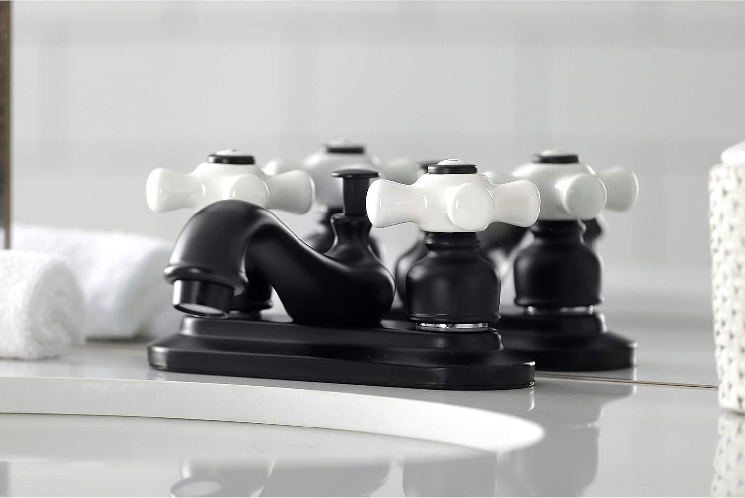 Kingston Brass KB600PX Restoration 4" Centerset Bathroom Faucet, Matte Black, 6.63 x 4.5 x 2.88