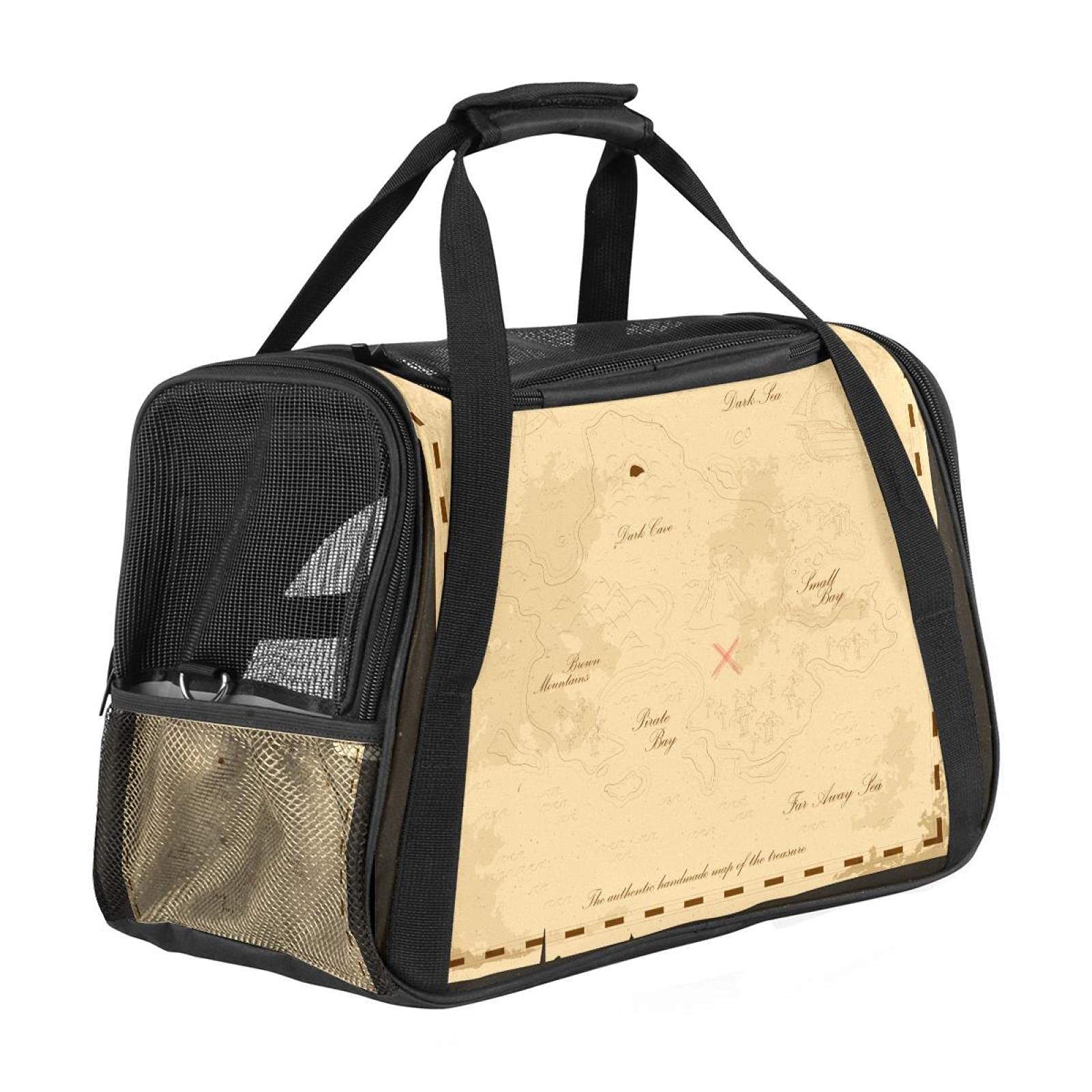 Sac de transport pour animal au motif carte vintage pour explorer le monde ensemble