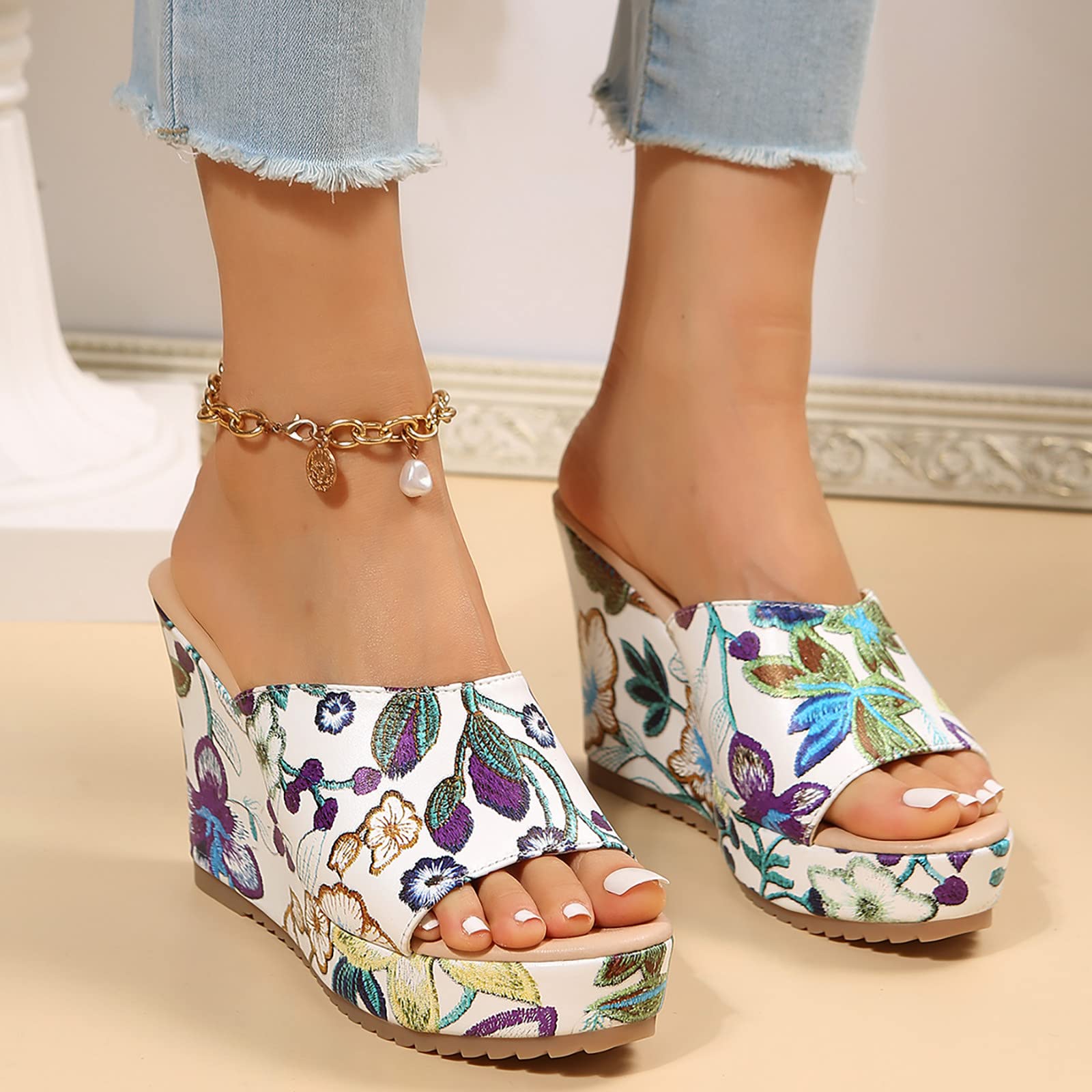 Sandalias De Plataforma De Cuña Simple Para Mujer, Zapatos Planos