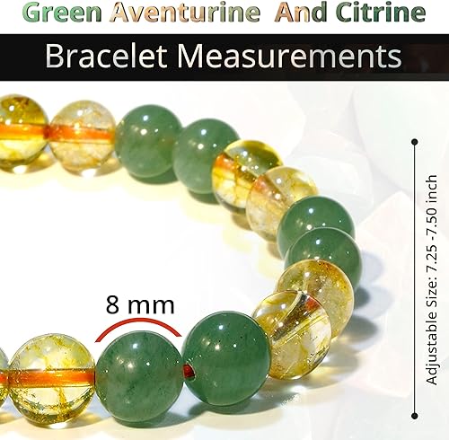 Vista 325 de Money Attraction Bracelet for Wealth, Prosperity & Success – Abundance & Good Luck Feng Shui Bracelet with Pyrite, Citrine, Tiger Eye & Green Green