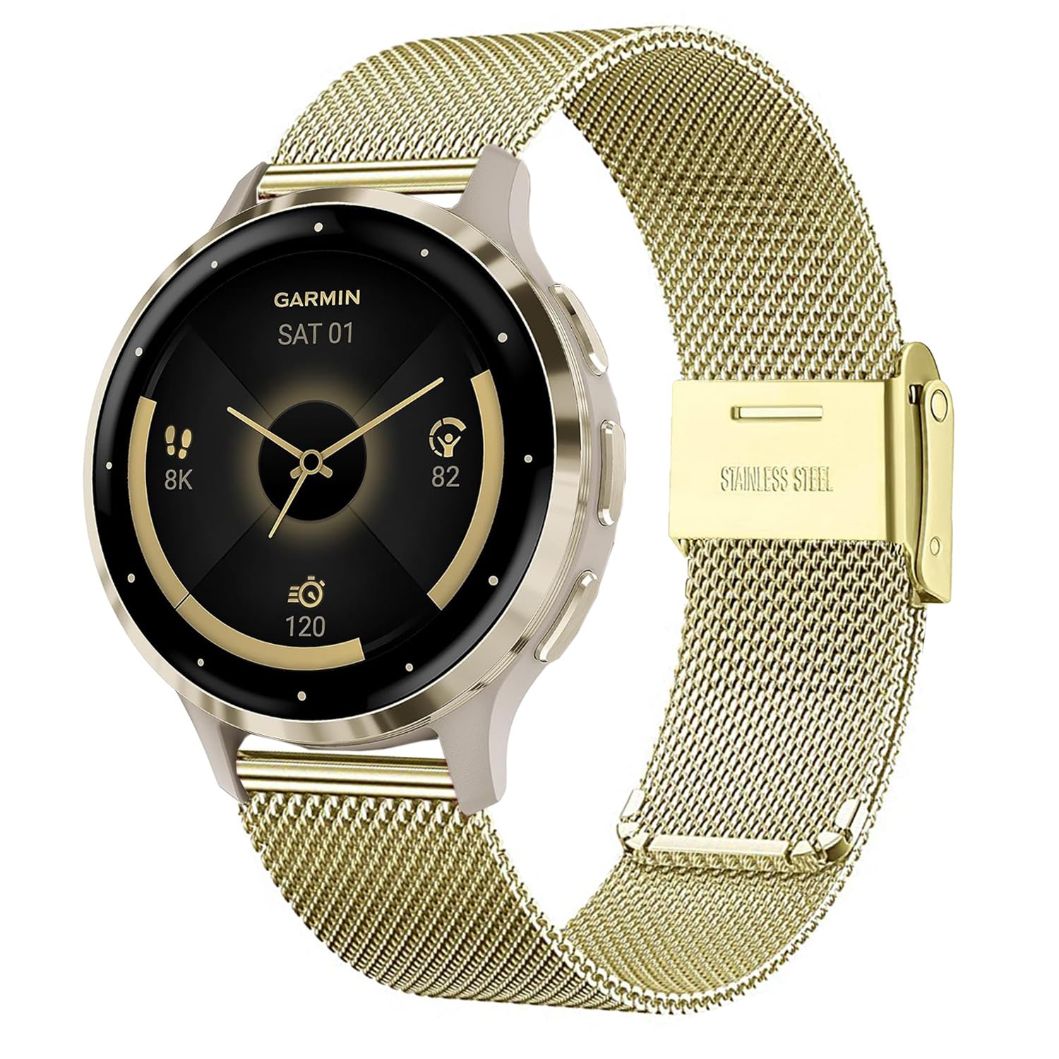 Metalowy pasek do Garmin Venu 2S/Venu 3S/Vivomove 3S/Vivoactive 4S, 18 mm pasek ze stali nierdzewnej do Fossil Ladies Gen 6/Gen 5E/Gen 4/Gen 3