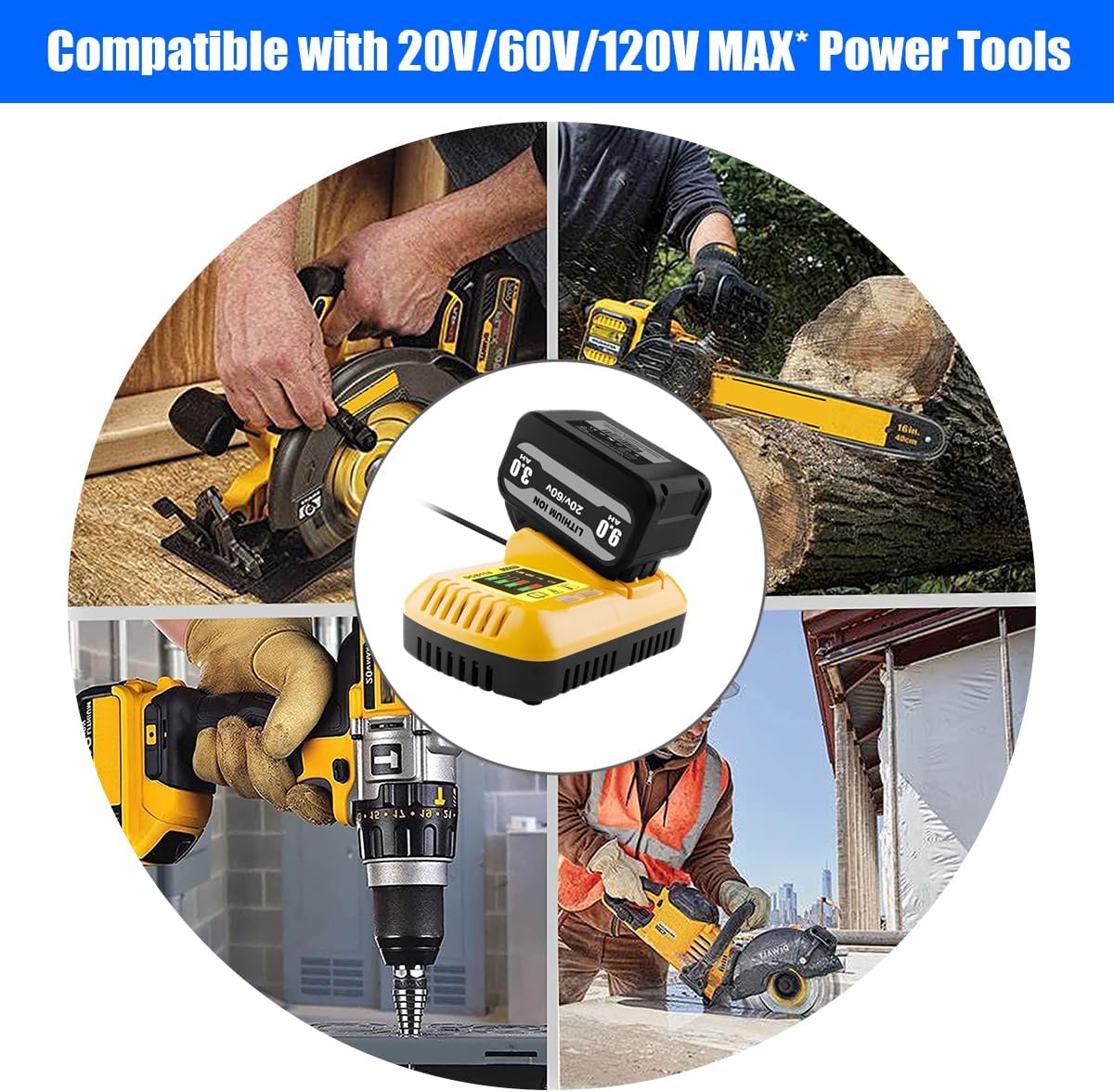 Lizone DCB609 DCB118 60V Battery Charger Replacement for Dewalt 20V 60V Max Battery Charger - Image 3