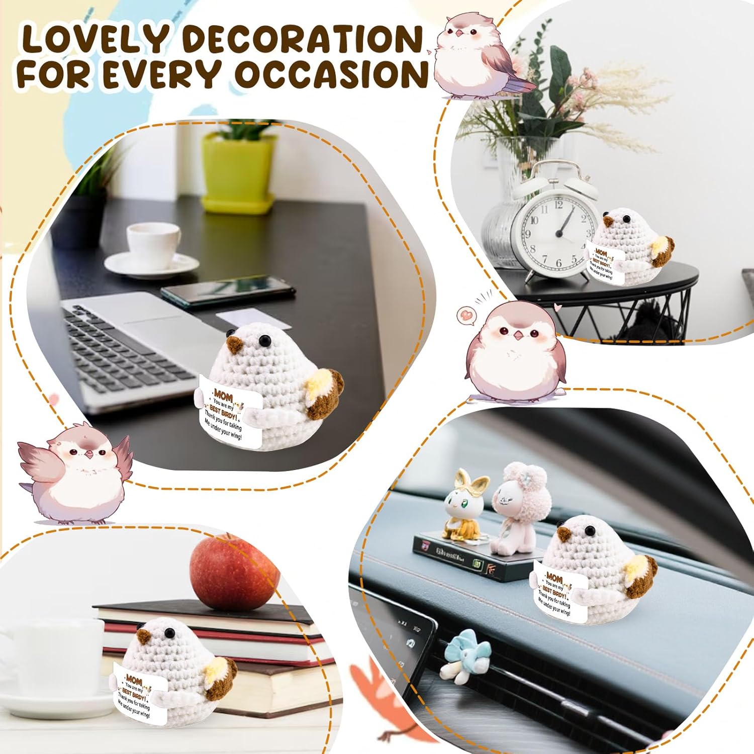 Valentines Day Gifts for Mom from Daughter Son Handmade Crochet Animals Bird Birthday Gift for Mom Grandma Mother in Law Stepmom for Birthday Mother’s Day Emotional Inspirational Support - Image 7