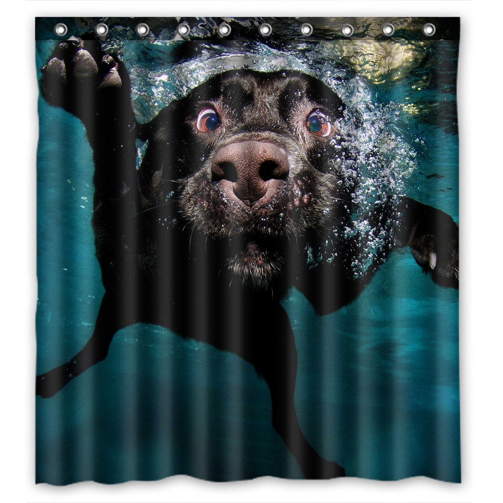 Headgooditem Custom Funny Lovely Labrador Dog Waterproof Polyester Shower Curtain And Hooks Size 66"X72"