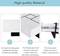 Vista 15 de P PURLOVE Mesa auxiliar para sala de estar, mesa de cóctel cuadrada con 4 compartimentos de almacenamiento ocultos y mesa deslizante extensible