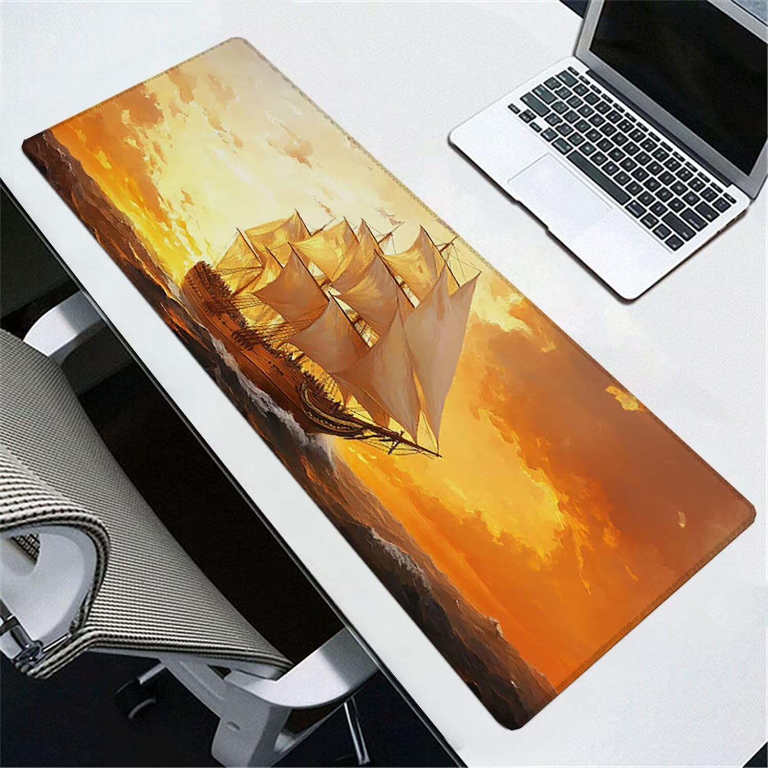 Podkładka pod mysz do gier XXL (1200 x 600 mm) - duża antypoślizgowa mata na biurko wodoodporna szyte krawędzie naturalna guma dla gracza PC laptop pulpit - dokładność szybkości Komfort żaglówki