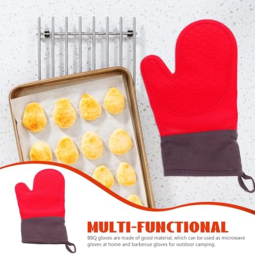 Miniatura 8 de HANABASS 3 guantes resistentes al calor, flexibles e impermeables, para cocina, guantes de horno de silicona para barbacoa, hornear, cocinar, horno,