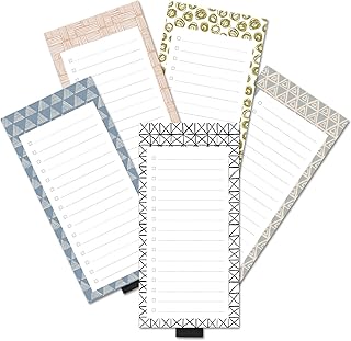 5 Pack Scandi Minimalist Vintage Floral Magnetic Notepads with Pen Holder 50sheets Per Pad 3.3"x7" for Fridge,Shopping List Grocery List,to do List,Memo,Remider,Note,Recipes Minimalist