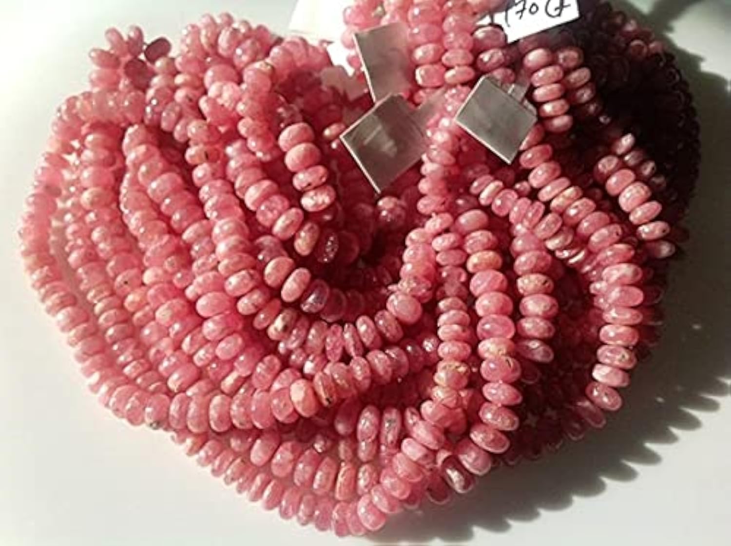 Rhodochrosite en rondelles lisses 5mm en fil de 14 pouces pour perles et bijoux