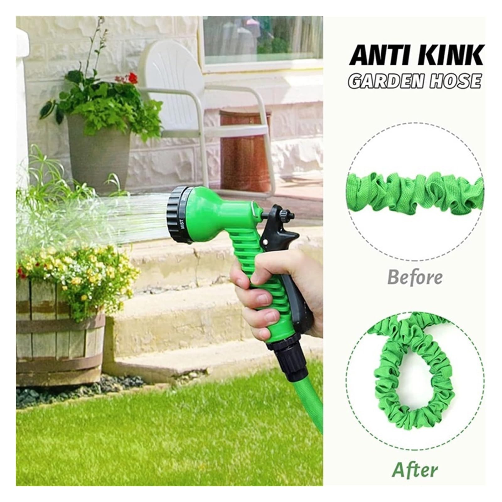 manguera de jardín, tubería de agua de manguera de Manguera mágica de alta presión for lavado de autos, pistola de agua multifuncional, manguera de agua for jardín doméstico y múltiples especificacion