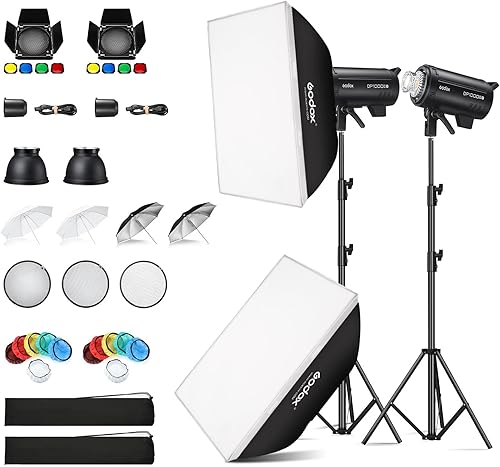 Vista 13 de Godox Paquete de 2 unidades DP400III-V DP400IIIV DP400IIIV 800Ws Photo Speedlite Studio Flash Strobe Monolight Bowens Kit de montaje para estudio