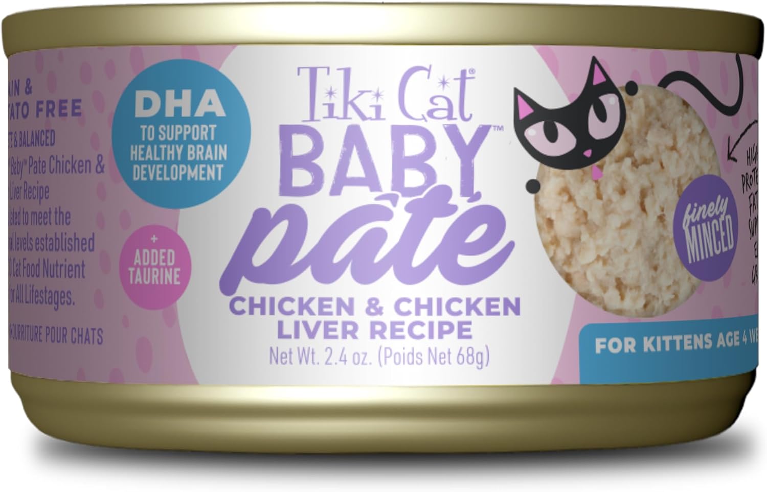 Tiki Cat Baby Pate alimento húmedo para gatitos, 12 latas