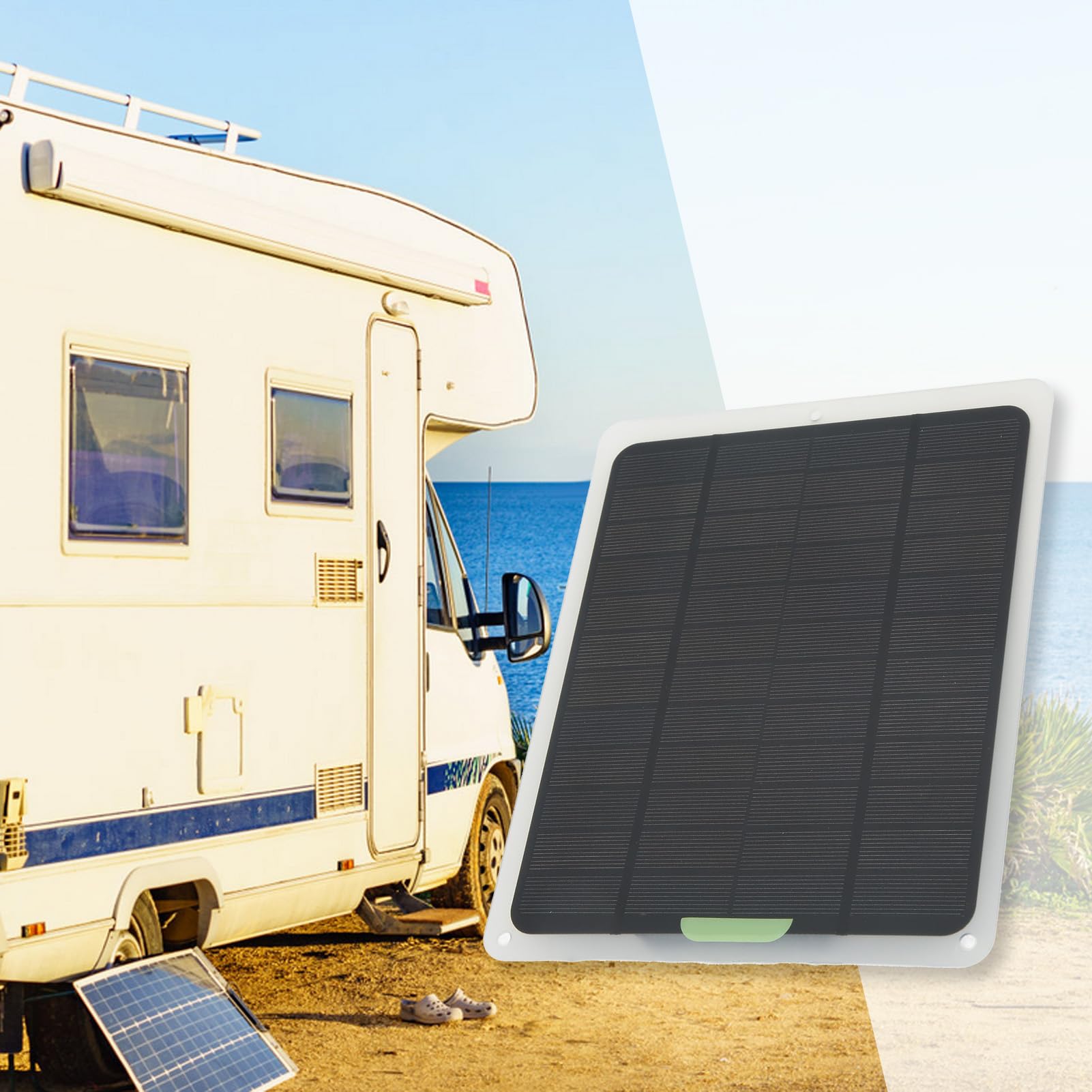 KIMISS Kit de Cargador de Batería de Panel Solar, Kit de Cargador de Batería Solar Portátil 12V 20W Monocristalino Salida USB Dual Mantenedor de Batería para RV Coche Barco