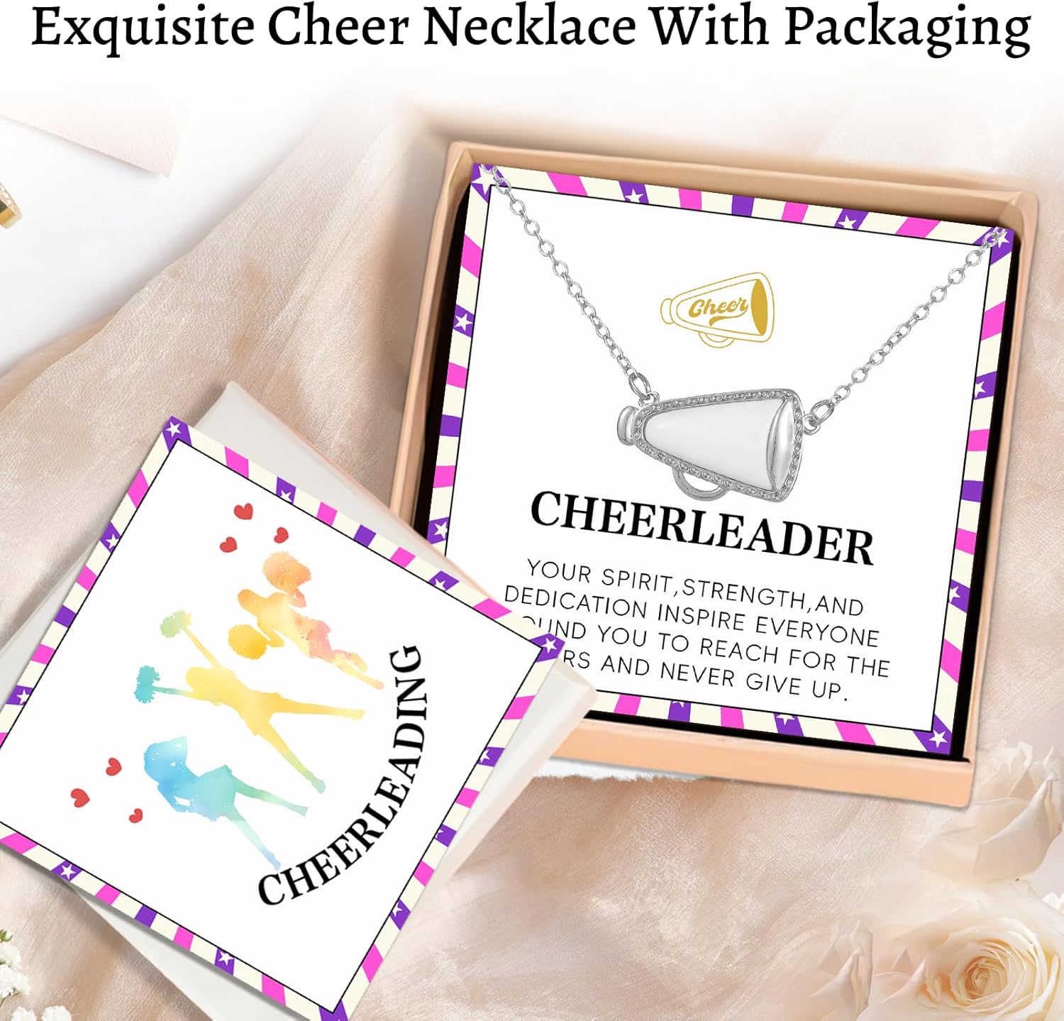 Cheer Necklace,Cheerleader Gifts,Cheerleader Necklace for Girls,Cheerleading Gifts,Cheerleading CoachGifts,CheerGifts for Daughter Granddaughter Coach,Cheer TeamGifts with Inspirational Card - Image 6