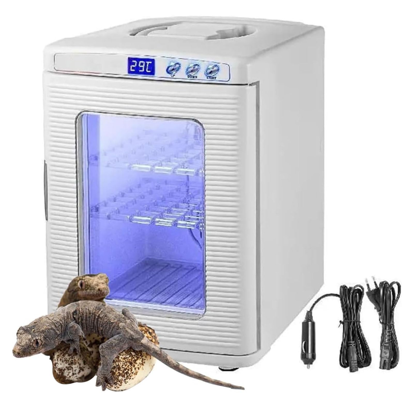 Xghdpbm White 25L Reptile Incubator Egg Incubator, Scientific Lab Incubator Cooling And Heating Thermostat Box With Digital Led Lighting, 5°C-60°C Temperature Control, For Reptiles Chameleon Lizard Turtle(White)