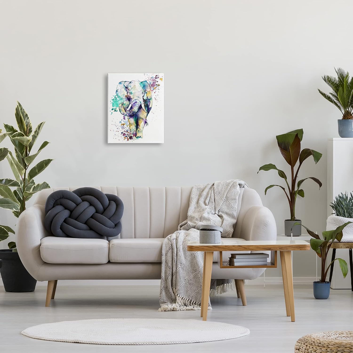 Stupell Industries Street Style Speckled Elephant Paint Splatter Animal Canvas Wall Art, Design by Emma Catherine Debs