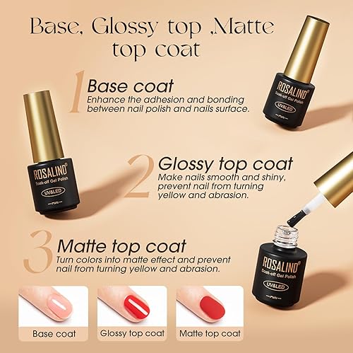 Miniatura 5 de ROSALIND Juego de 35 esmaltes de uñas de gel, colección de esmaltes de gel rosa, rojo, gelatina blanca, juego de inicio de verano, esmalte de uñas