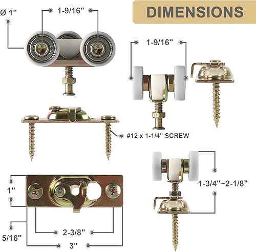 Miniatura 2 de Rodillos para colgar en la parte superior de la puerta de bolsillo deslizante para Johnson Part #1125 y #1500, ruedas de rodamiento de bolas de