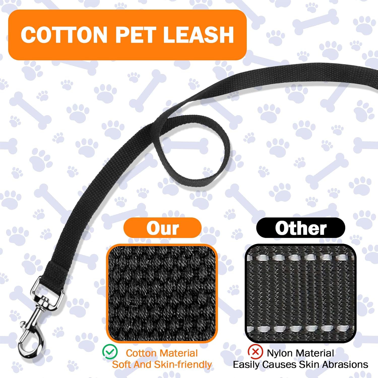 Likesing 5ft Training Dog Leash with Easy to Use Collar Hook(Black) image 4