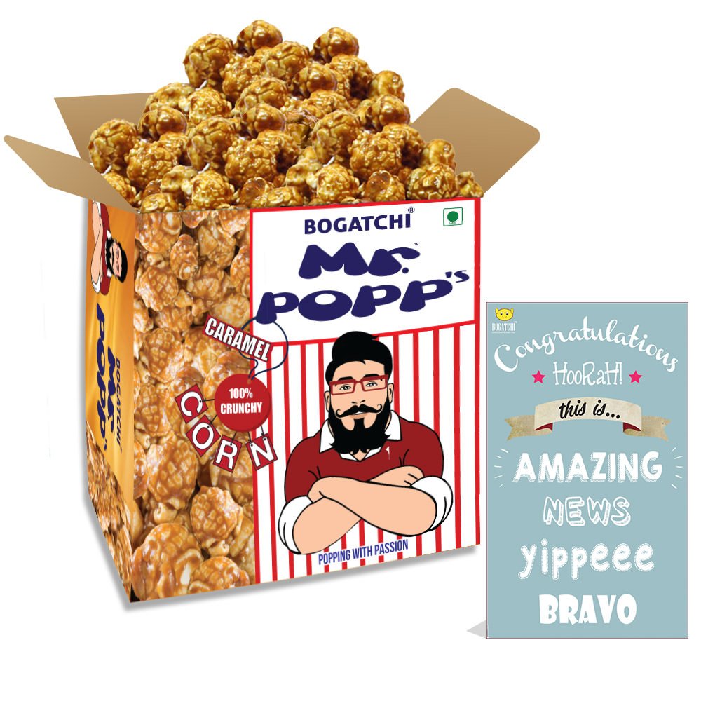 BOGATCHI Mr.POPP's Caramel Popcorn, 100% Crunchy HandCrafted Gourmet Popcorn Snacks | NO Microwave needed | Best Movie / TV Time Snack, Perfect Congratulations Gift , 250g + FREE Congratulations Greeting Card-image-16