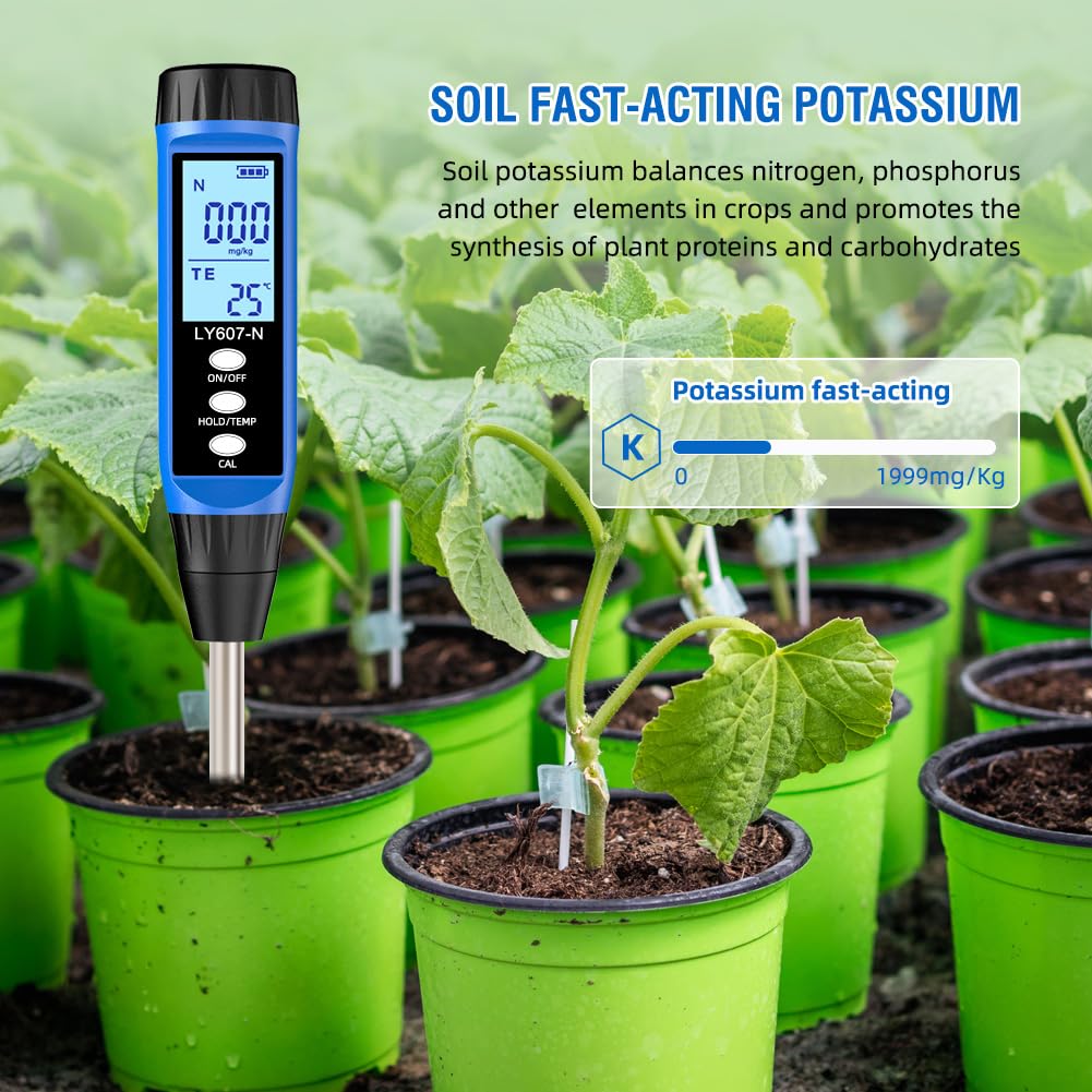 Medidor profesional de nutrientes del suelo, analizador de nitrógeno de acción rápida, probador de fertilidad para jardinería y agricultura