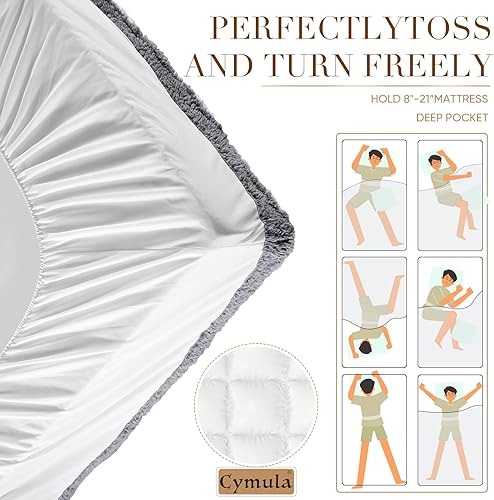 Miniatura 4 de Cubrecolchón tamaño individual XL para cama individual, Cymula Sherpa para dormitorio universitario, funda de colchón extra gruesa de 2 pulgadas con