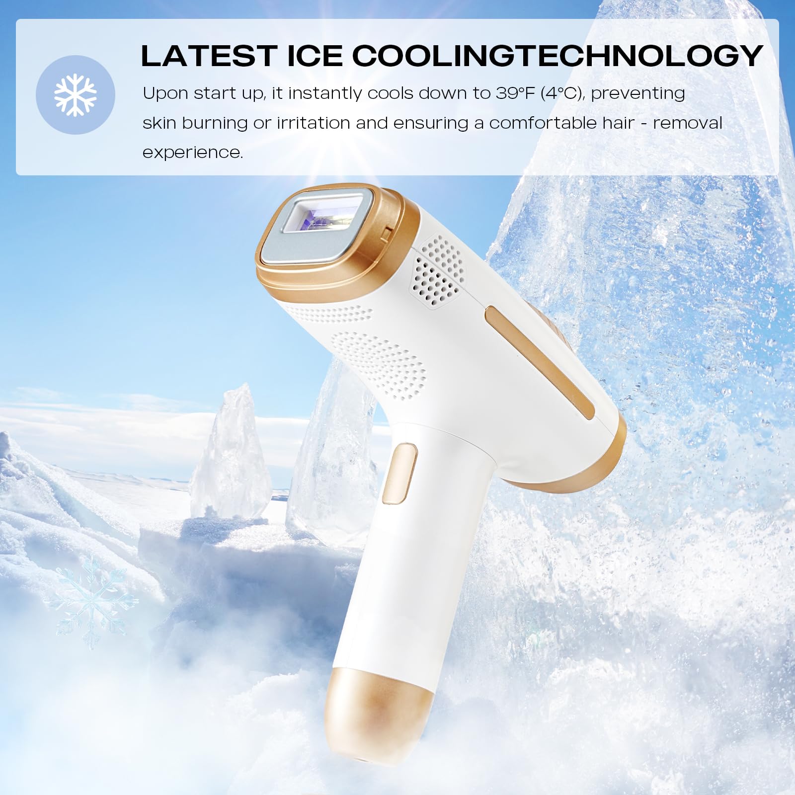 IPL Geräte Haarentfernung Laser für Frauen, 6,8 cm² Großkaliber Laser Haarentfernung mit Kühlfunktion, 3 Funktionen HR/SC/RA, 9 Energiestufen, Laser Haarentfernung für Gesicht, Bikini, Körper