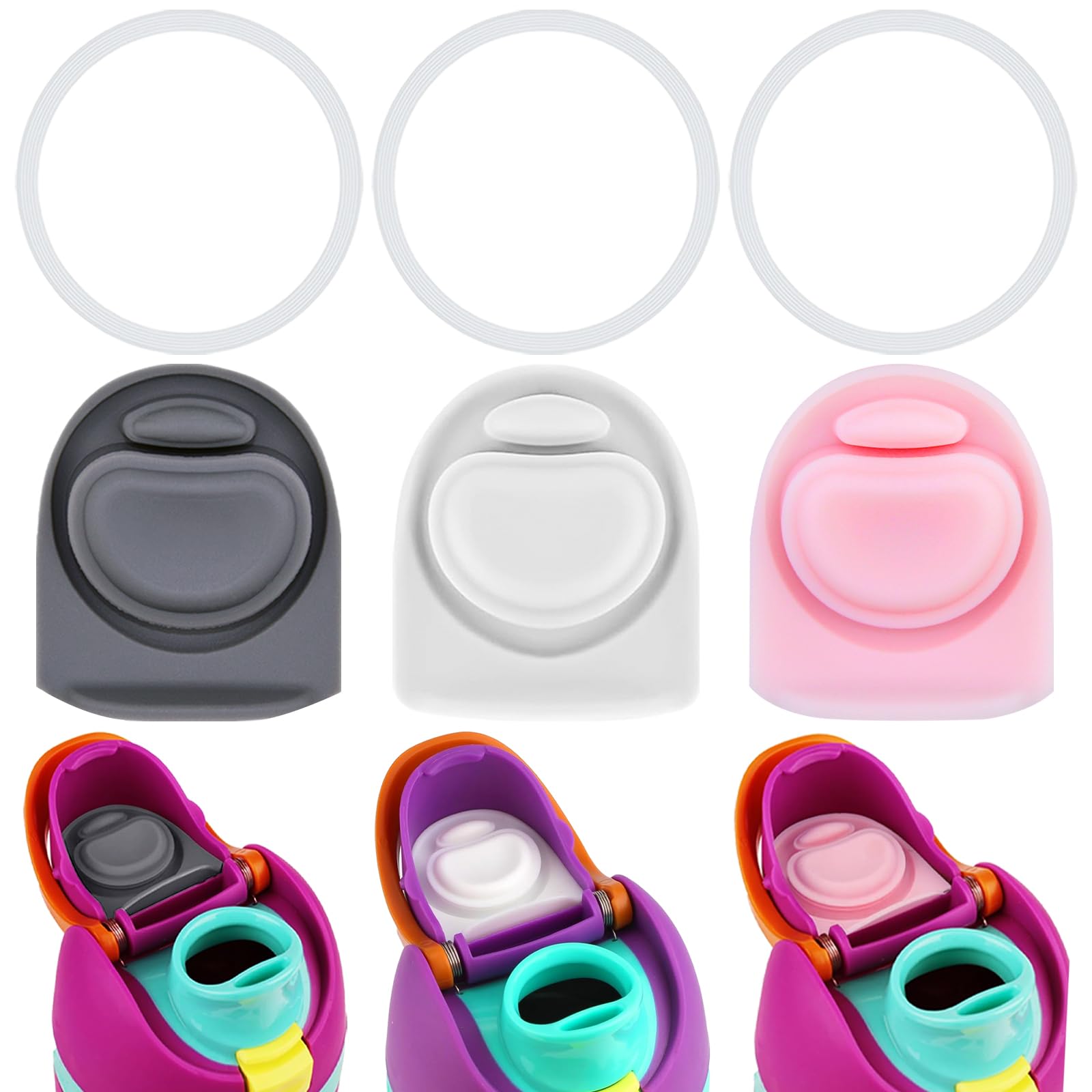 Frokolla 3 Sets Replacement Stopper and O Ring Gasket Compatible with Owala FreeSip 24oz 32oz,Water Bottle Lid Insert Cap Silicone Seal Parts for Owala 16/19/24/32/40oz Mouth Piece Accessories TR-A1 โ image 1