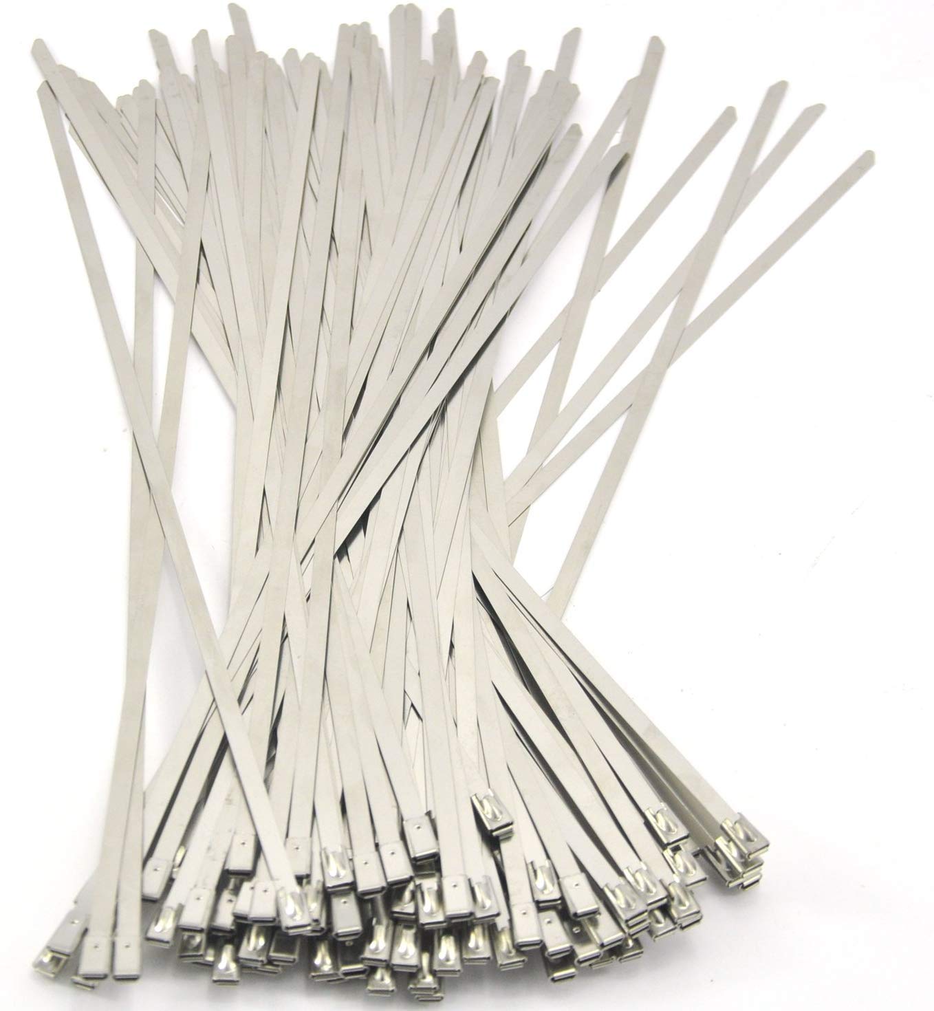 Quwei Stainless Steel Cable Ties-Locking Metal Zip-Exhaust Wrap Coated 100Pcs 11.8 Inches Multi-Purpose Locking Cable Ties