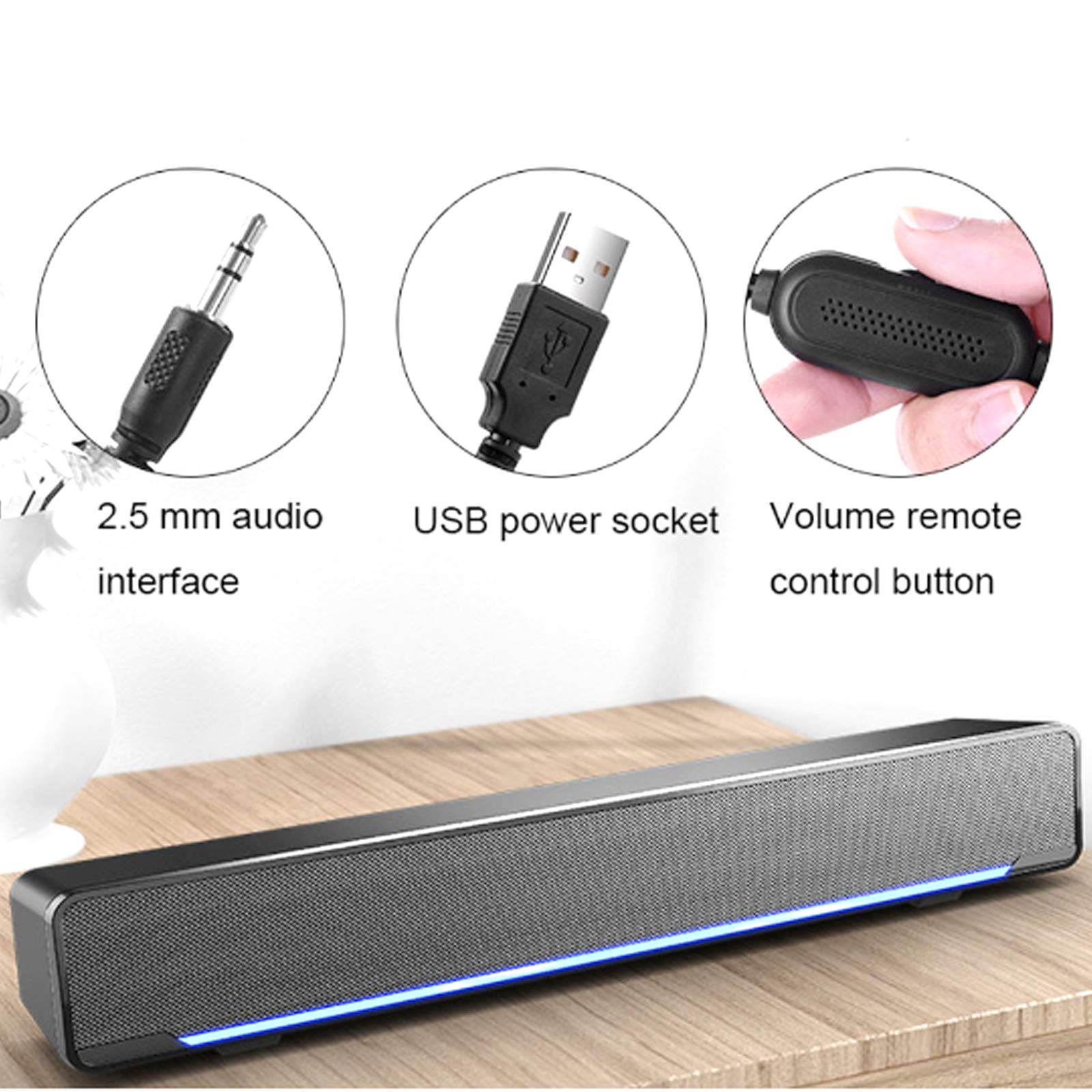 Sound Bar Przewodowy Bezprzewodowy dźwięk przestrzenny 3D Soundbar 2.0 Kanał, Głośnik audio Bluetooth do telewizora, Złącze HDMI ARC/Optyczne/Aux/USB Głośnik Bluetooth, Czarny The New