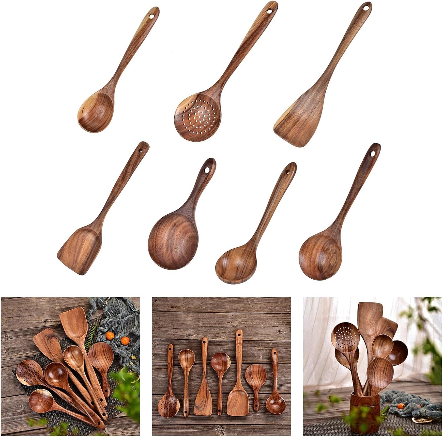 多目的木製のスプーンとスパチュラセットスクラッチ抵抗性のある料理のためのベーキングと食品の準備天然木製キッチン調理器具セットセット