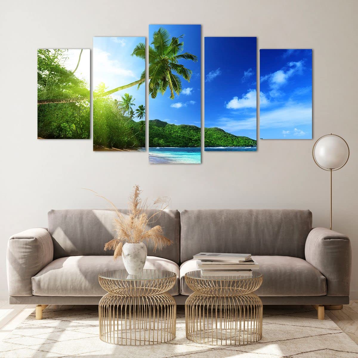 Tableau Triptyque Sur Verre 160x85cm - Décor Moderne Arbre Et Étoiles Pour Salon