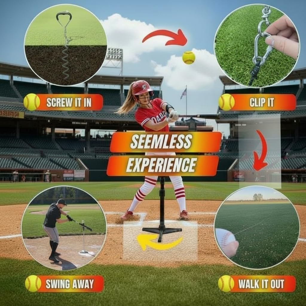 Baseball & Softball Swing Trainer – Practice Your Swing in The Backyard with a Real Ball & Get 50 Feet of Flight Feedback Ages