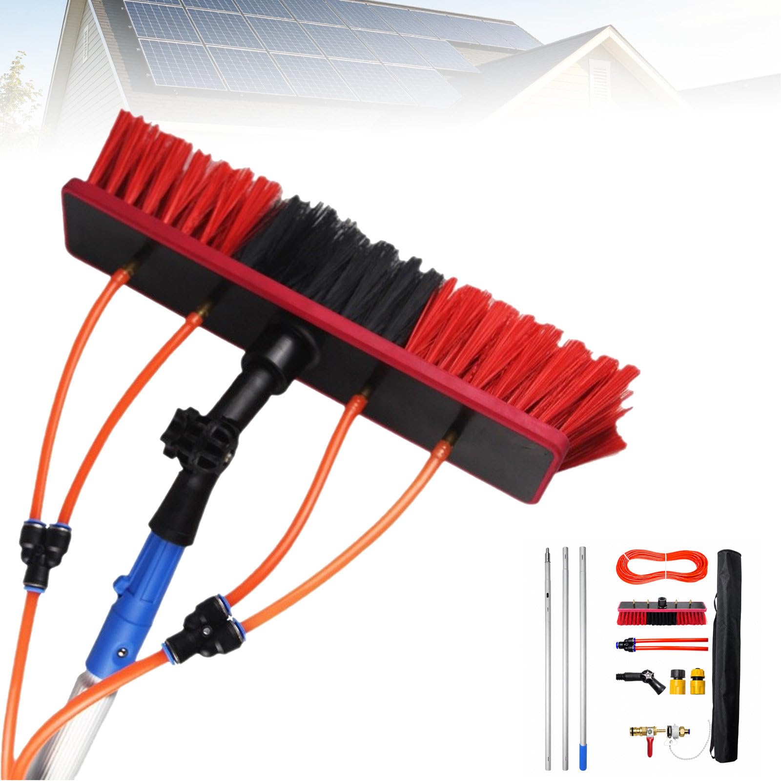 Kit Spazzola con Asta telescopica alimentata ad Acqua, Tubo da 20m 55cm-brush-5M/16FT