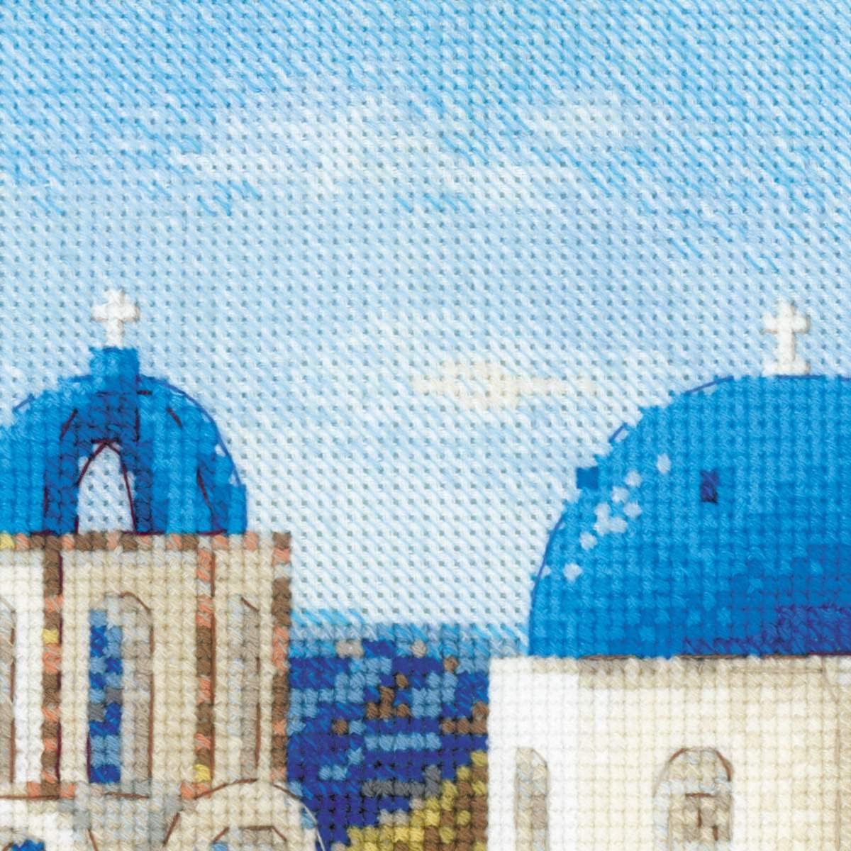 RIOLIS - Santorini 1644, Cross Stitch Kits 15,75" x 11,81", Cross Stitch Kits for Beginners & Advanced, Crossstitching Kit Adult, Embroidery Counted Stitching Kit