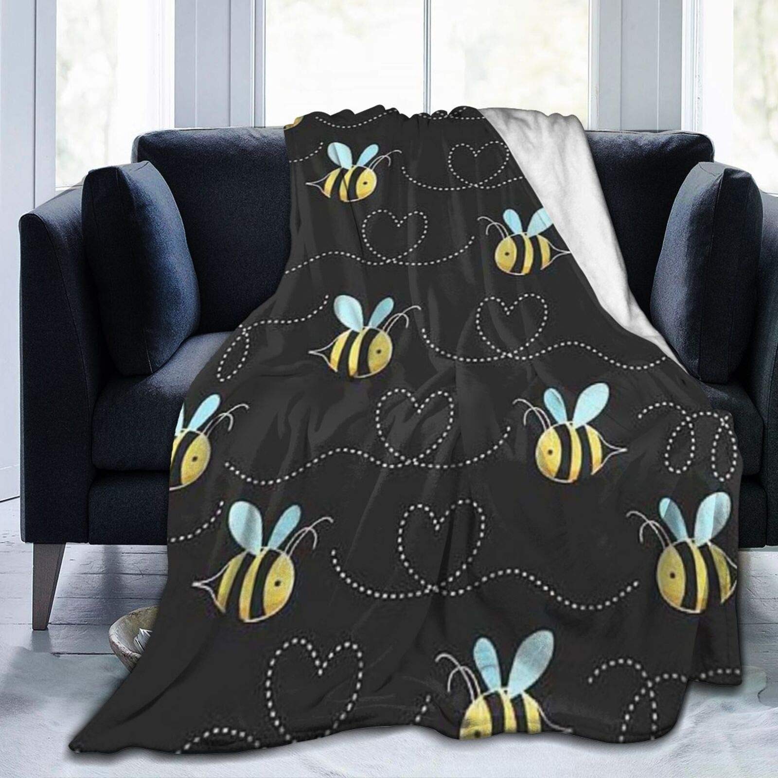 Comrtl Bumble Bees Flannel Fleece Throw Blanket Bed Blanket Micro Fleece Blanket Warm Soft Lightweight Cozy Microfiber Blanket Throw For Bed Couch Sofa All Seasons