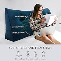 Vista 2 de Rucener Almohada de Cuña Doble Engrosada de 8 libras para Cabecero de Cama de Dormitorio Universitario, Almohada de Cuña de Terciopelo con Respaldo