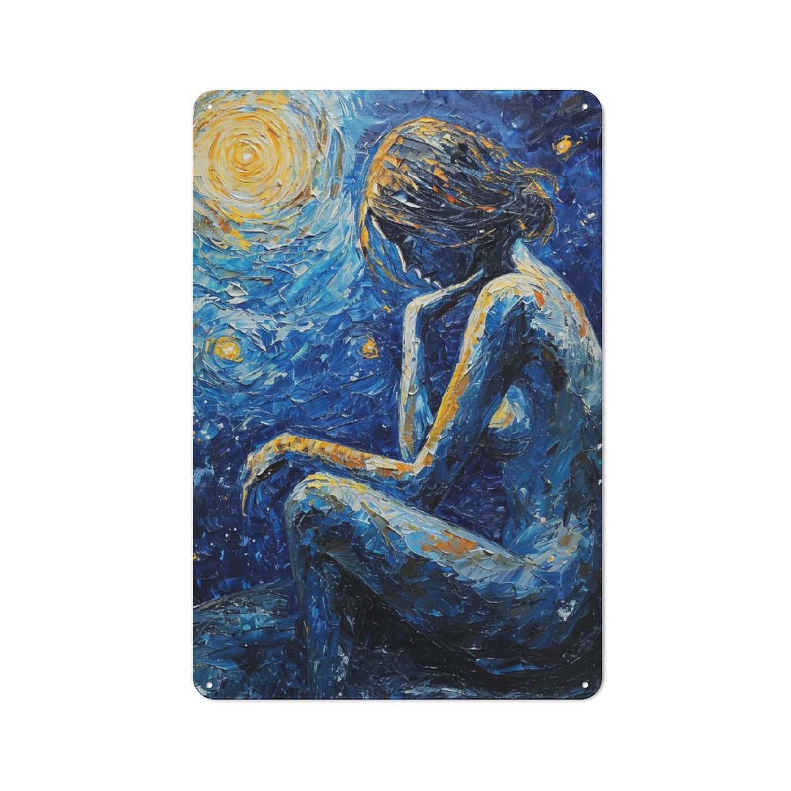 Junmoney Woman Under Starry Sky Vintage Metal Plaque 30X20cm For Guest Room Or Hallway, A Decorative Christmas Gift For Guest Room Decorators