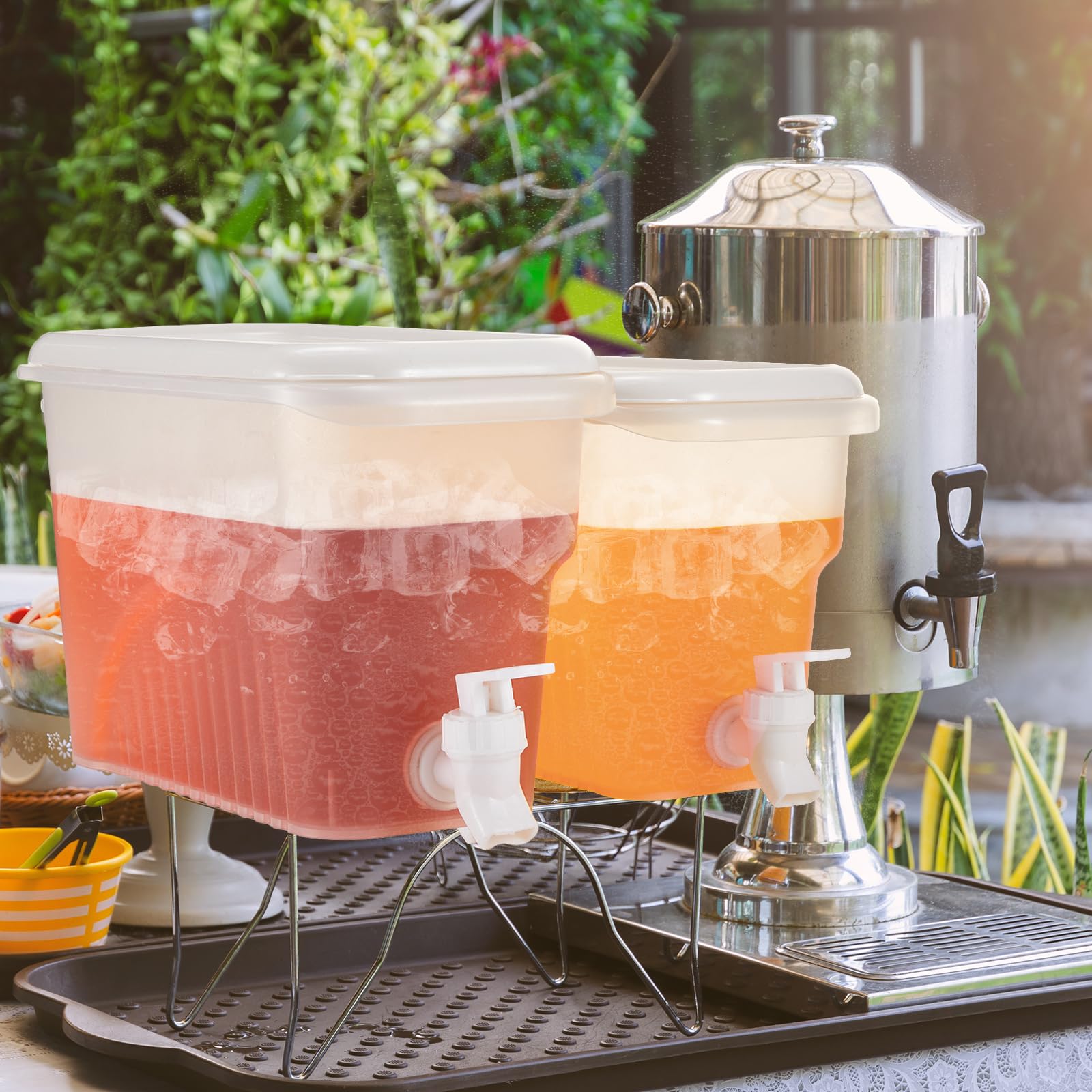 Dispensador de bebidas para nevera, dispensador de agua de plástico con espiga para bebidas heladas (4, 1 galón, 1.3 galones)