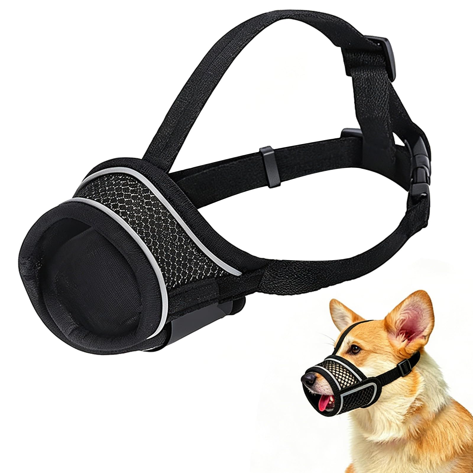 Museruola Per Cane in Nylon,Museruola Traspirante per Cani,Dog Muzzle Regolabile Cane,Traspirante Museruole per Cani in Rete,Prevenire Morsi Masticare e le Ingestioni Sostanze Nocive (XL)