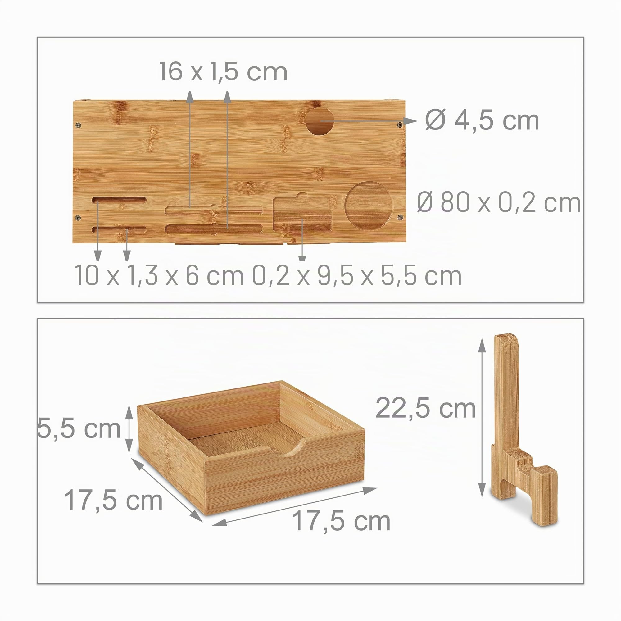 Relaxdays Support d'écran PC en Bambou 2 tiroirs Rehausseur Ordinateur 13x54x23 cm Naturel